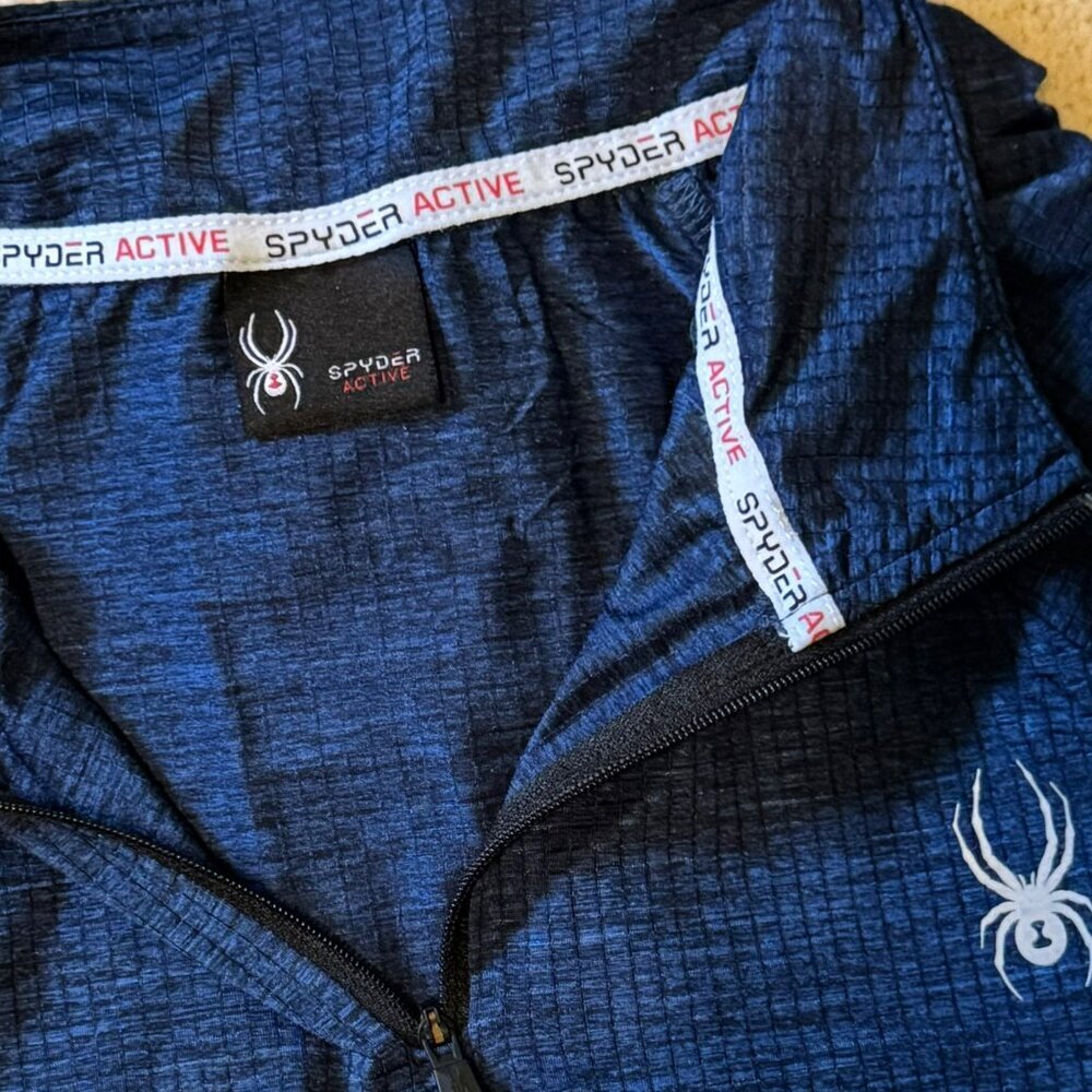 Spyder Active Men’s Moisture Wicking 4-Way Stretch 1/4 Zip Pullover Blue Size L - Picture 4 of 9